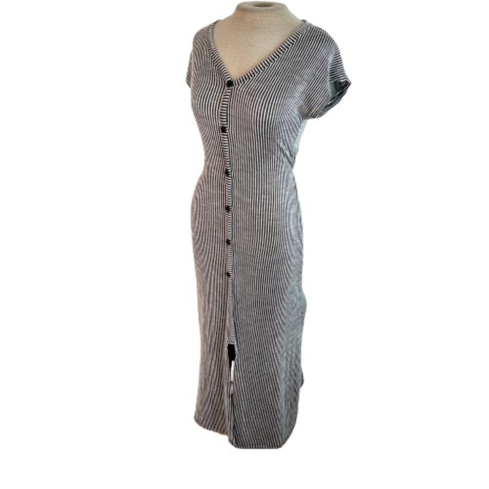 Caution To The Wind Stripe Button Front Maxi Dress